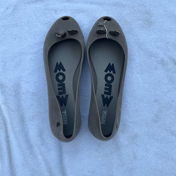 MELISSA MeoW grey sueded ballet flats w/ Cat Ears + cut out Nose USA 10 - Picture 8 of 8